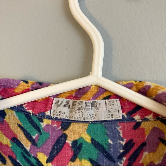 Jaeger colourful abstract rainbow button up shirt vintage size large (38) - Picture 3 of 8